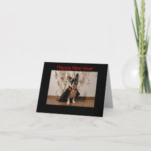 Französische Bulldogge Postkarte "Happy New Year" Invitation
