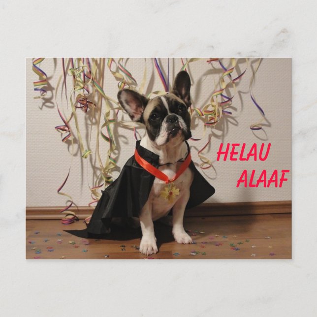 Französische Bulldogge Postkarte Karneval Postcard (Front)
