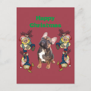 französische Bulldogge Postkarte Weihnachten  Postcard