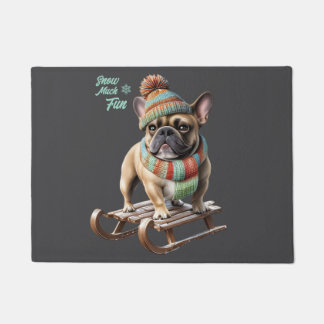 Französische Bulldogge Schlitten Urlaub Doormat