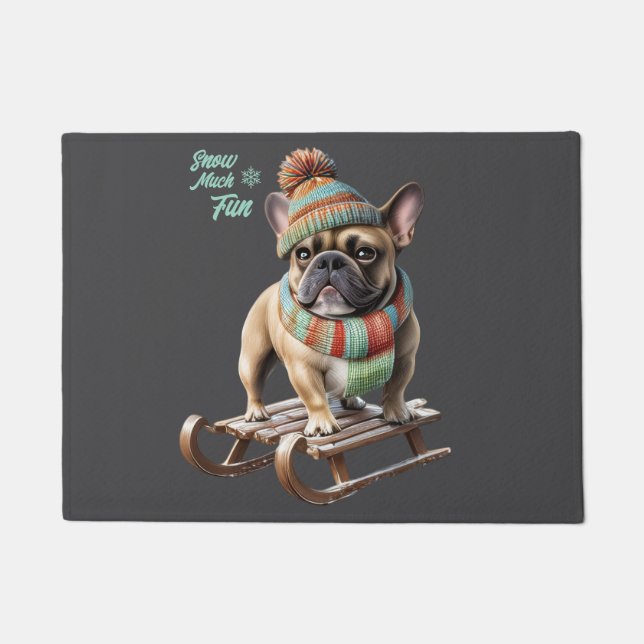 Französische Bulldogge Schlitten Urlaub Doormat (Front)