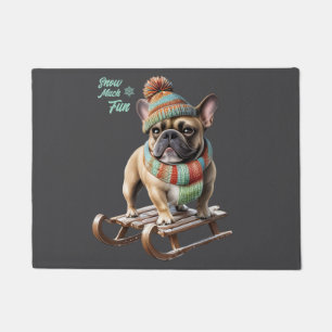 Französische Bulldogge Schlittenfahrt Doormat