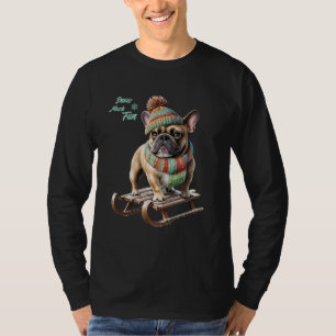 Französische Bulldogge Schlittenfahrt T-Shirt