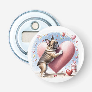 Französische Bulldogge Springt aus Herz Bottle Opener
