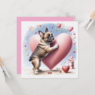 Französische Bulldogge Springt aus  Herz Card
