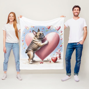 Französische Bulldogge Springt aus Herz Fleece Blanket