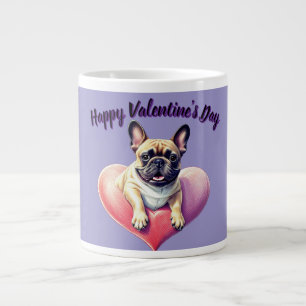 Französische Bulldogge Springt aus  Herz Large Coffee Mug