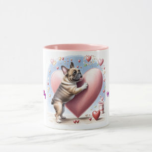 Französische Bulldogge Springt aus Herz Mug