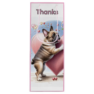 Französische Bulldogge Springt aus Herz Wine Gift Bag