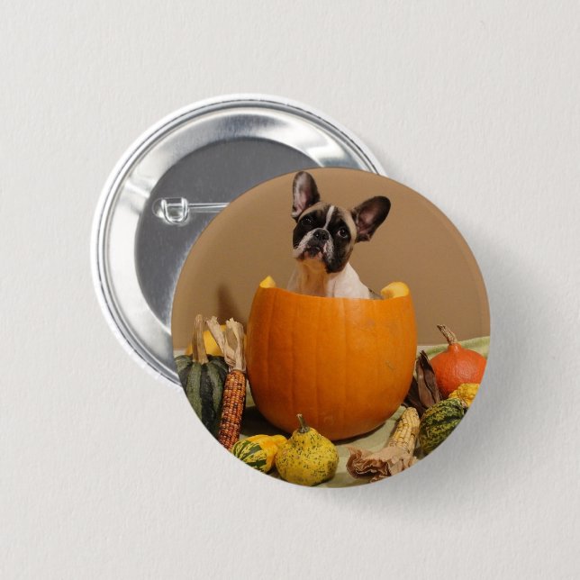 Französische-Bulldogge Sticker Button Halloween (Front & Back)