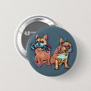 Französische Bulldogge Sticker Button zwei Freunde