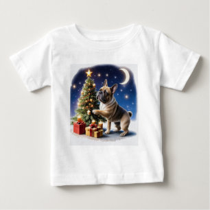 Französische Bulldogge Weihnachtsbaum Baby T-Shirt