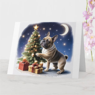 Französische Bulldogge Weihnachtsbaum Card
