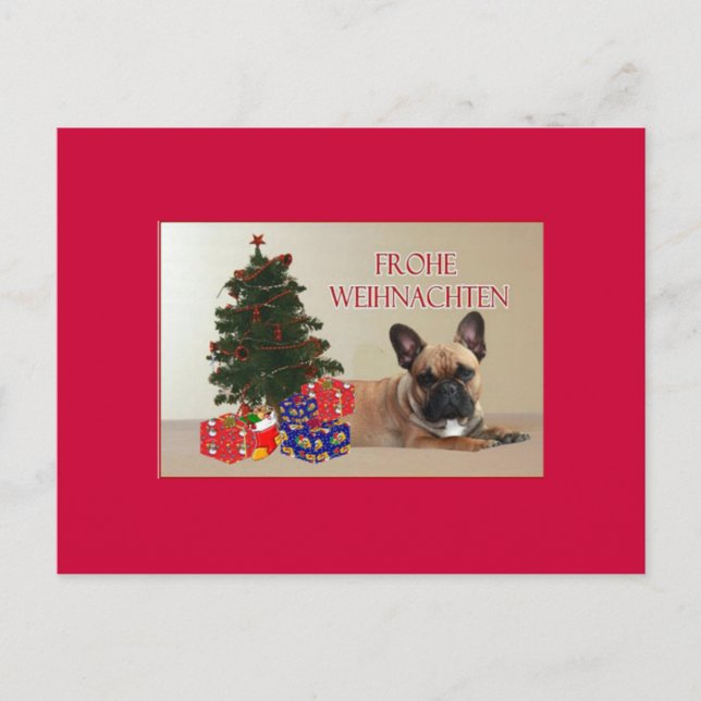 französische Bulldogge Weihnachtskarte Postcard (Front)