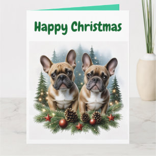 Französische Bulldogge Weihnachtskranz Card