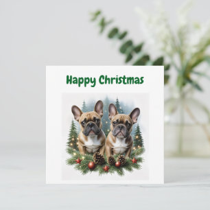 Französische Bulldogge Weihnachtskranz Holiday Card