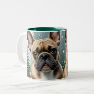 Französische Bulldogge Weihnachtskranz Two-Tone Coffee Mug