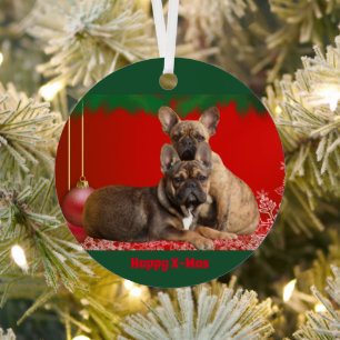 französische Bulldogge Weihnachtsschmuck Metal Ornament