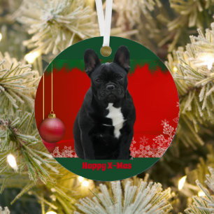 französische Bulldogge Weihnachtsschmuck Metal Ornament
