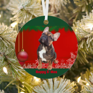 französische Bulldogge Weihnachtsschmuck Metal Ornament