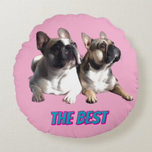 Französische Bulldoggen Beste Freunde Round Pillow