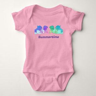 Französische Bulldoggen Comic Baby Bodysuit