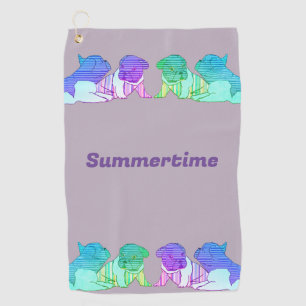 Französische Bulldoggen Comic  Golf Towel