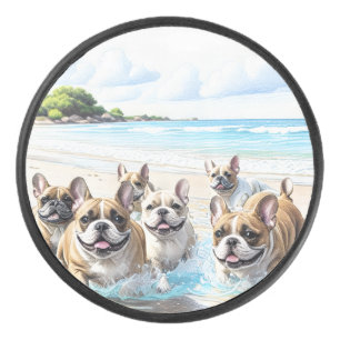 Französische Bulldoggen French Bulldog Rudel Sea Hockey Puck