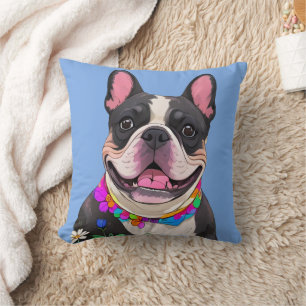 französische Bulldoggen Happy Easter Throw Pillow