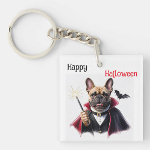  französische Bulldoggen Happy Halloween Keychain