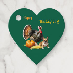 französische Bulldoggen Happy Thanksgiving Favour Tags