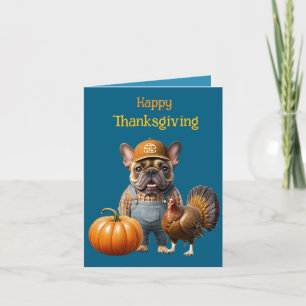 französische Bulldoggen Happy Thanksgiving Holiday Card