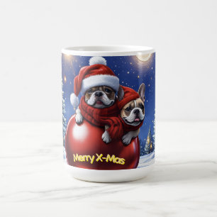 Französische Bulldoggen in roter Weihnachtskugel Coffee Mug