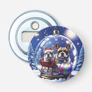Französische Bulldoggen in Weihnachtskugel Bottle Opener