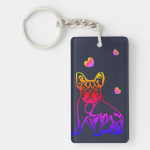 Französische Bulldoggen mit Herz Schlüsselanhänger Keychain