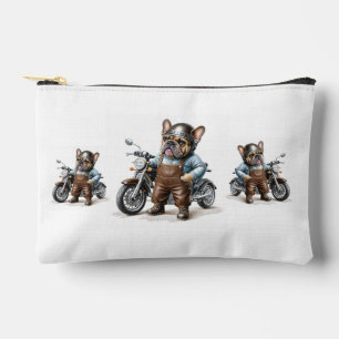 Französische Bulldoggen mit Motorrad  Accessory Pouch