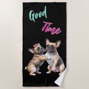 Französische Bulldoggen sehr verliebt Beach Towel