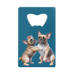 Französische Bulldoggen sehr verliebt Credit Card Bottle Opener