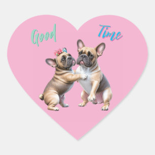 Französische Bulldoggen sehr verliebt Heart Sticker