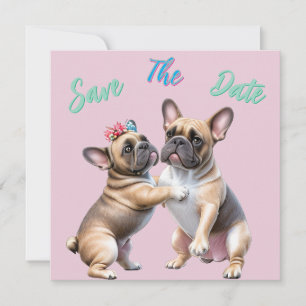 Französische Bulldoggen sehr verliebt Save The Date