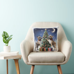 Französische Bulldoggen Weihnachtsbaum Throw Pillow