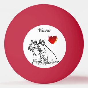 französische Bulldoggen zwei Freunde  Ping Pong Ball