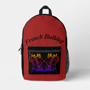 französische Bulldoggen zwei Freunde Printed Backpack
