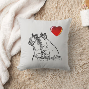 französische Bulldoggen zwei Freunde Throw Pillow