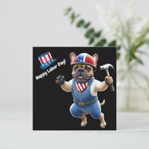 Französischen Bulldoggen Happy Labor Day  Holiday Card