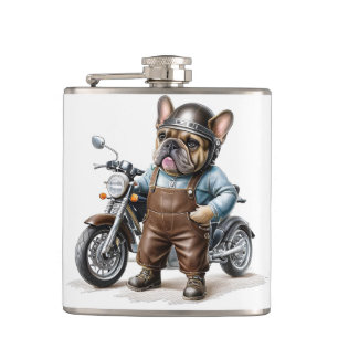 Französischen Bulldoggen Motorrad Hip Flask