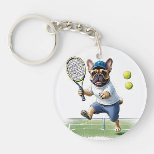 Französischen Bulldoggen Tennis Keychain
