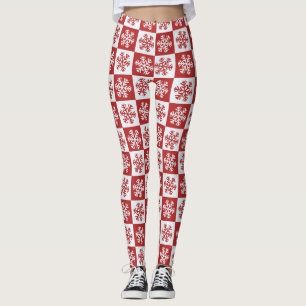 Frappe rouge et blanche à flocon de neige Leggings