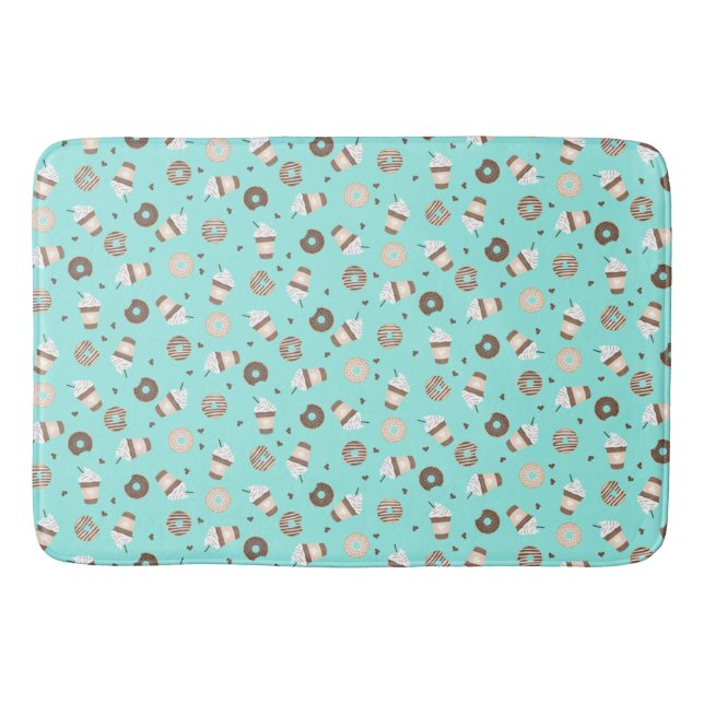 Frappuccino Coffee Sprinkled Doughnut Pattern Bath Mat (Front)