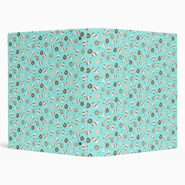 Frappuccino Coffee Sprinkled Doughnut Pattern Binder (Background)